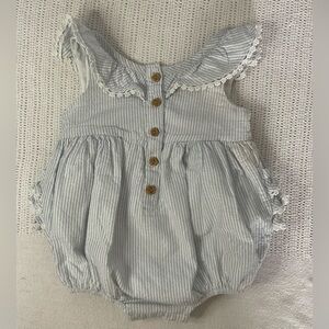 Tommy Bahama Blue and White One Piece Bodysuit with Ruffled Accents